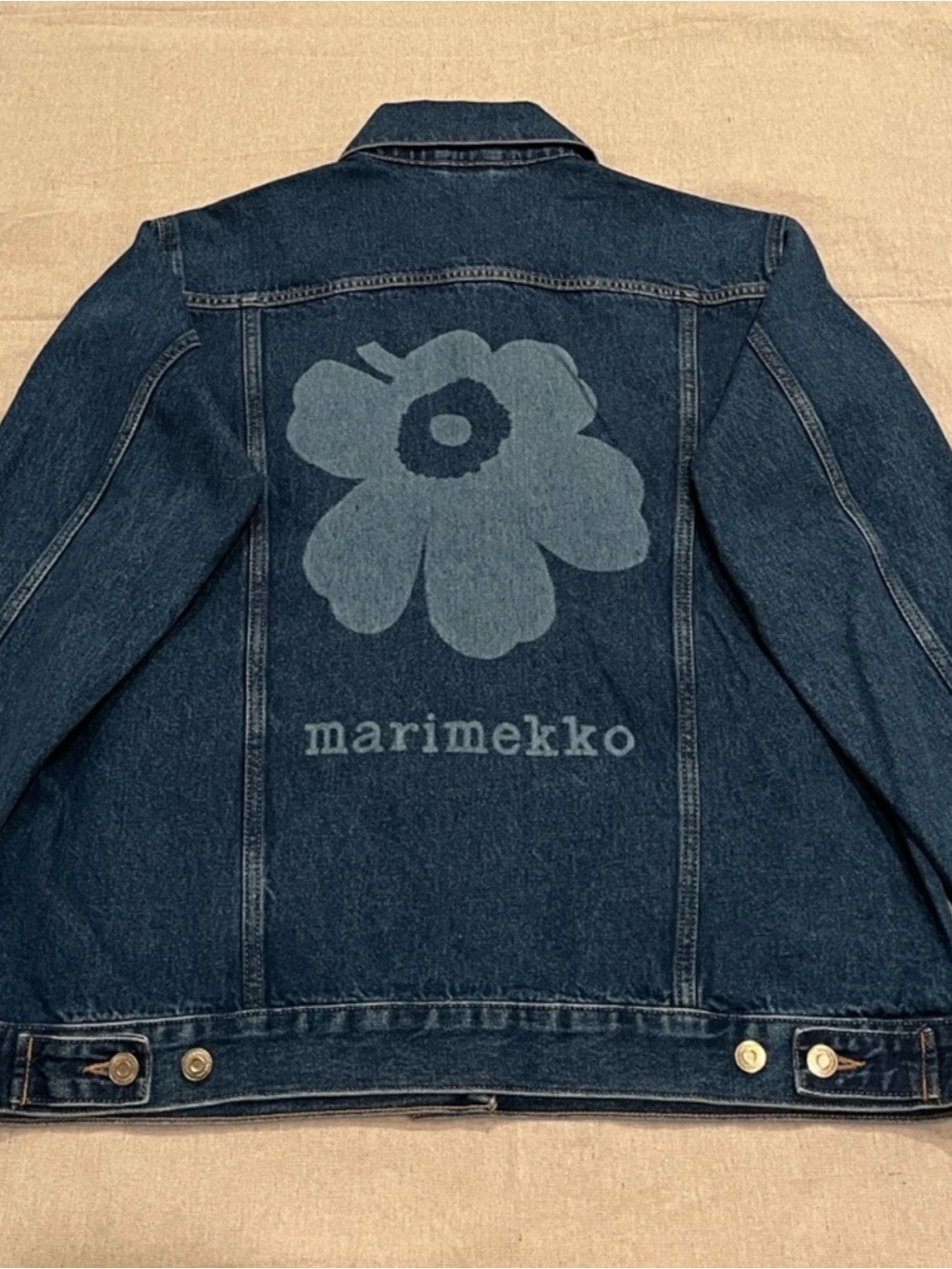 Marimekko Murros Unikko Placement Denim Jacket- Worn Indigo - Picture 6 of 6